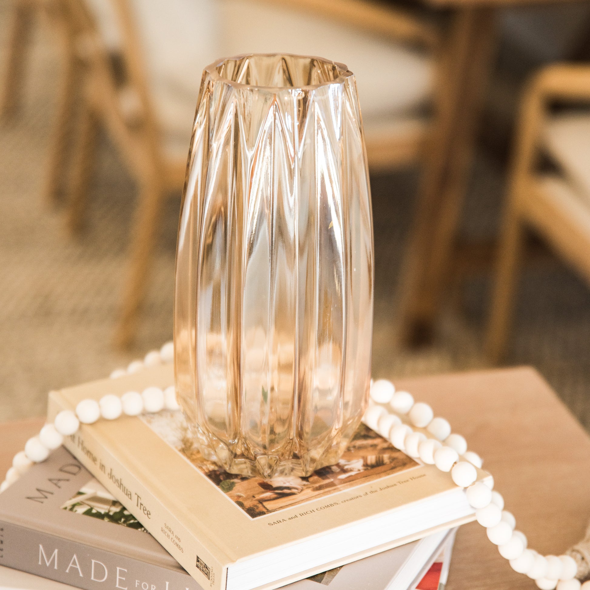 Vase | Dubliner - Amber Pearl Ribbon Glass Vase | Loomshine