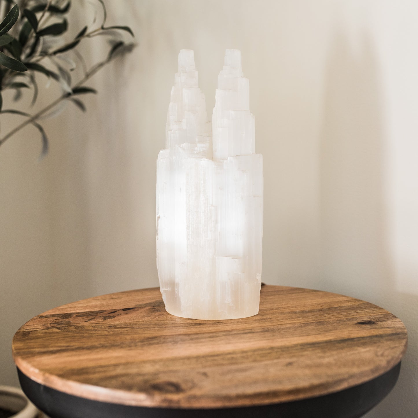Crystals | Selenite Twin Peaks Crystal Lamp | Loomshine