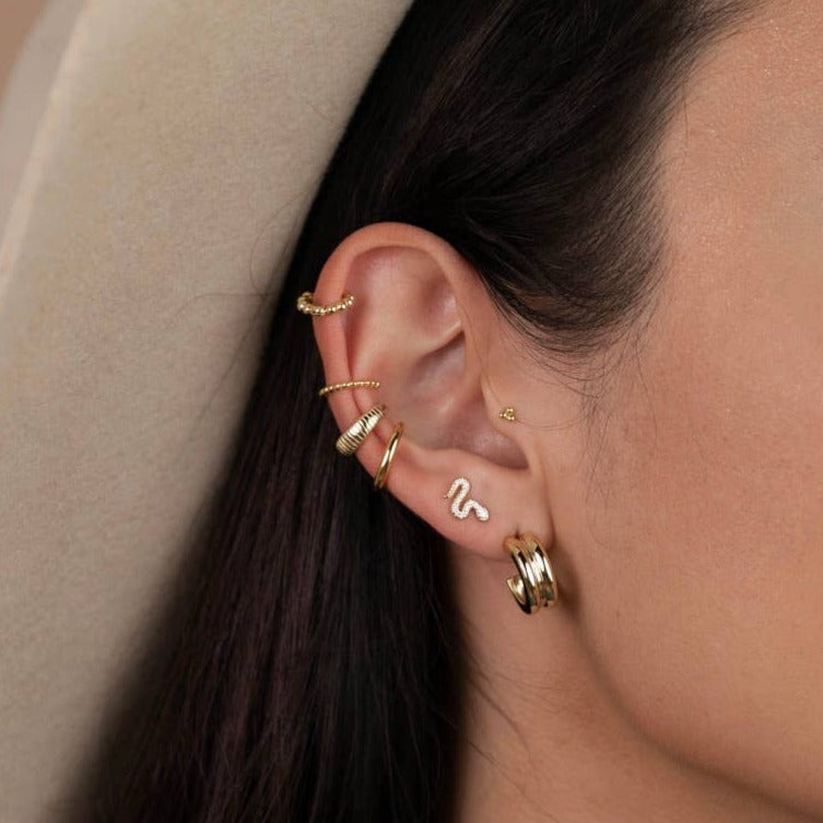 Jewelry | Pavé Stud Snake Earrings | Loomshine