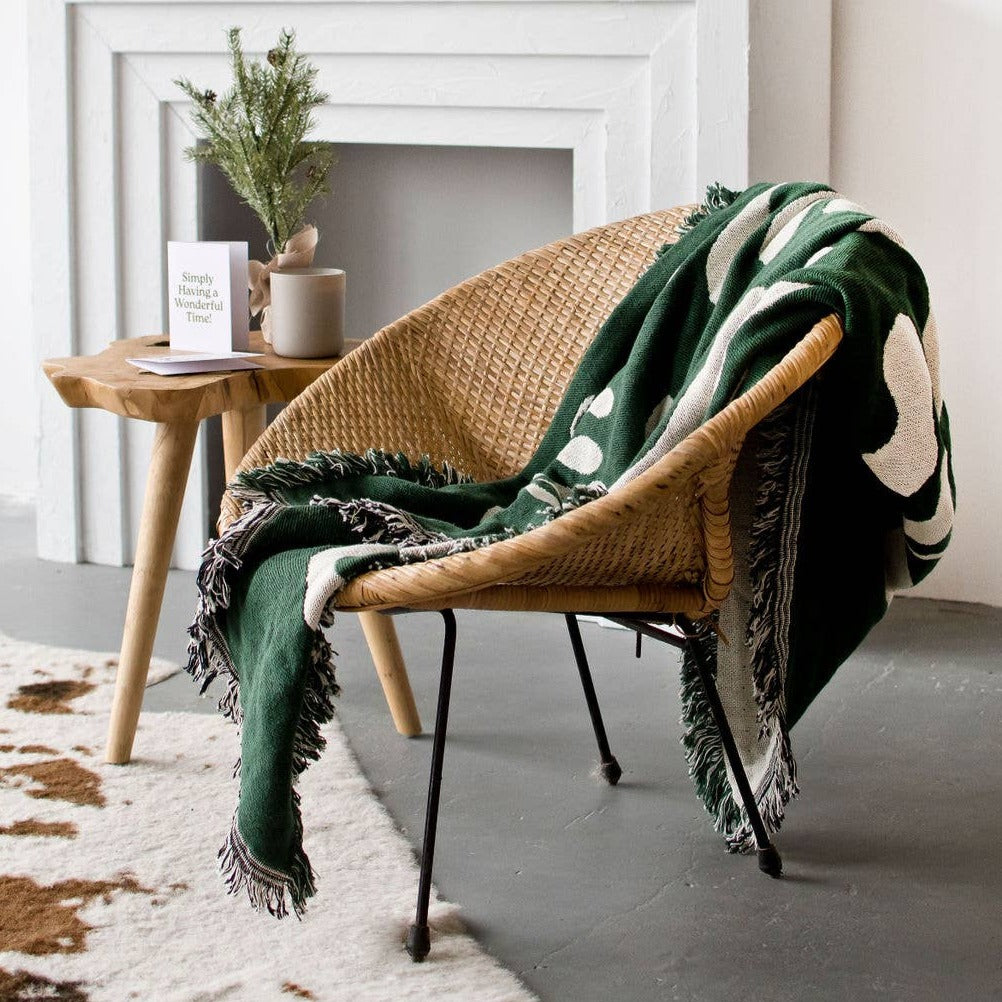 Blanket | Green Ferns - Pure Cotton Throw Blanket | Loomshine