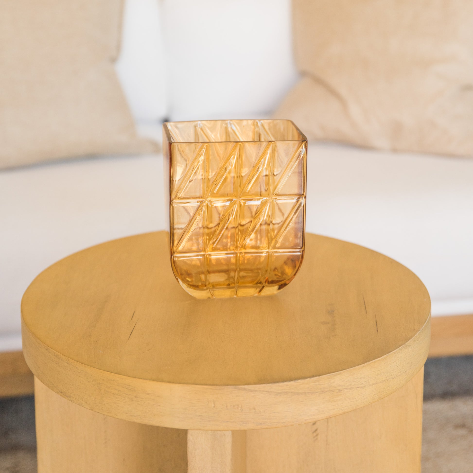 Vase | Georgia - Golden Amber Glass Geo Scoop Vase | Loomshine