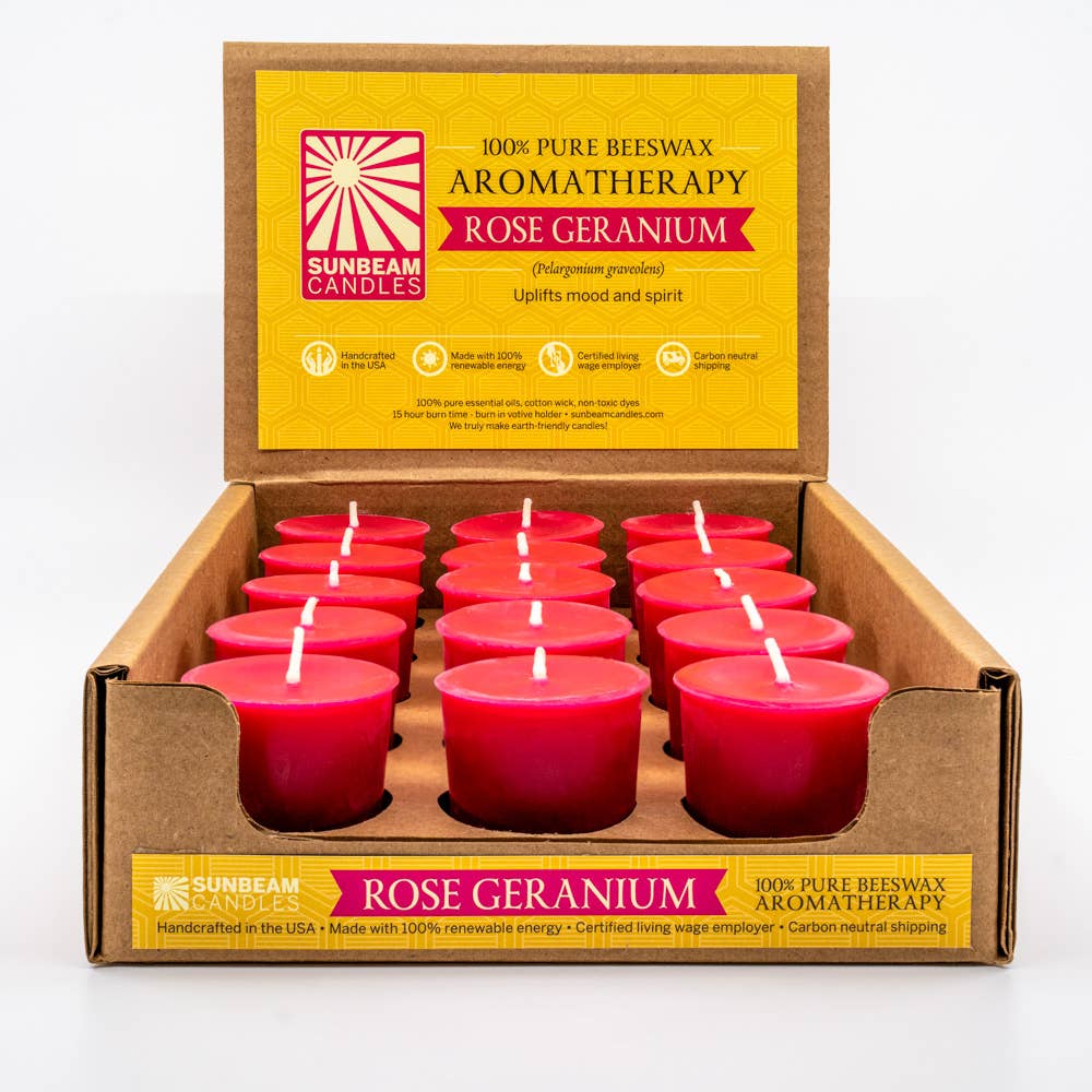 Candles | Rose Geranium 100% Beeswax Aroma Candles | Loomshine
