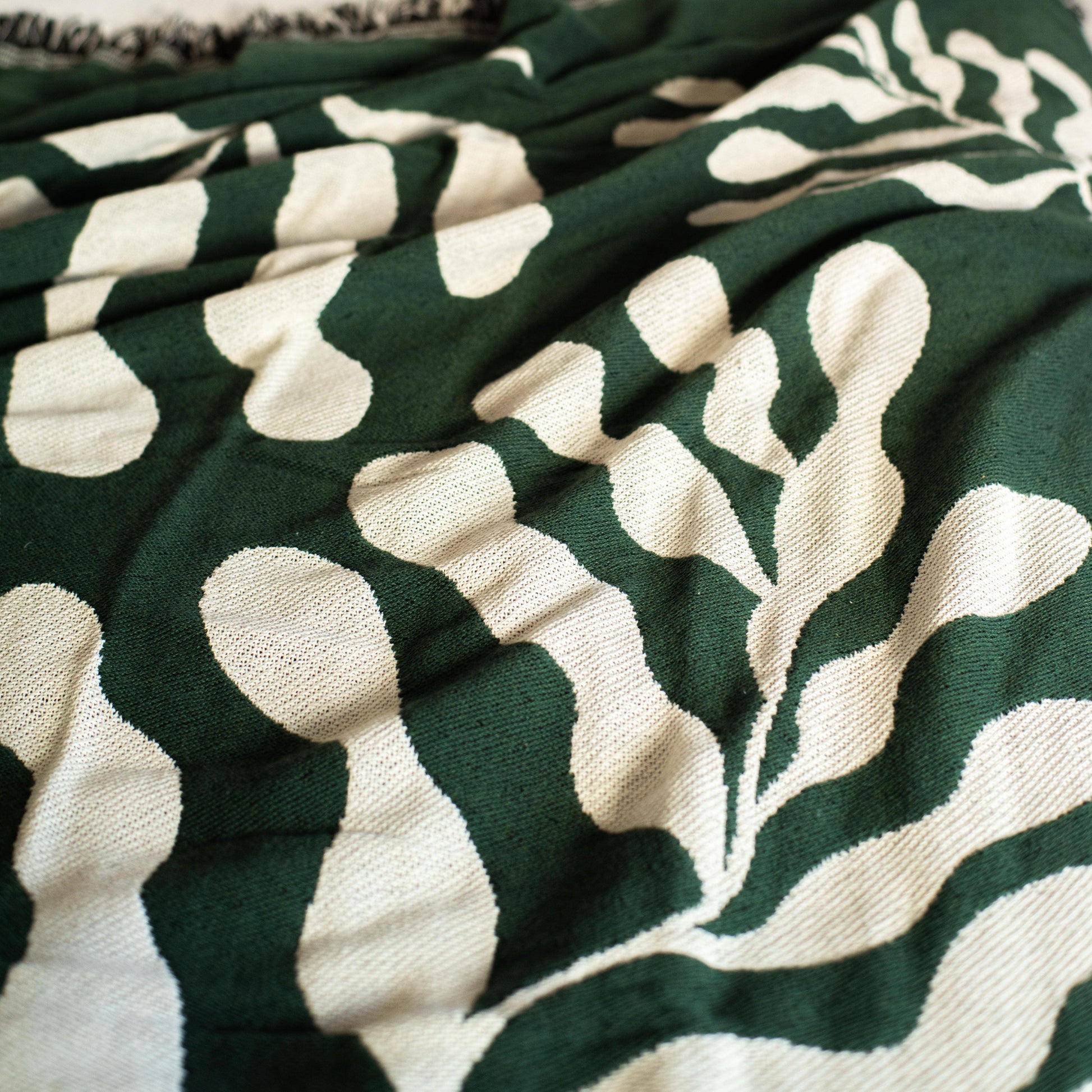 Blanket | Green Ferns - Pure Cotton Throw Blanket | Loomshine